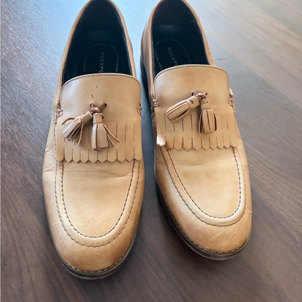 Rockport Slip On SP3 Kiltie Tassel Beige Tan Men's Loafers